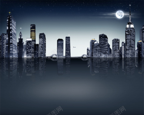 夜间城市背景背景