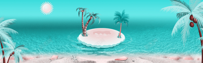 卡通椰子树海岛背景