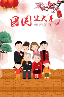 2018新年红色中国风卡通节日背景背景