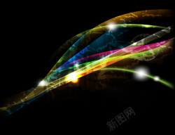 科幻波浪缤纷线条背景矢量图高清图片