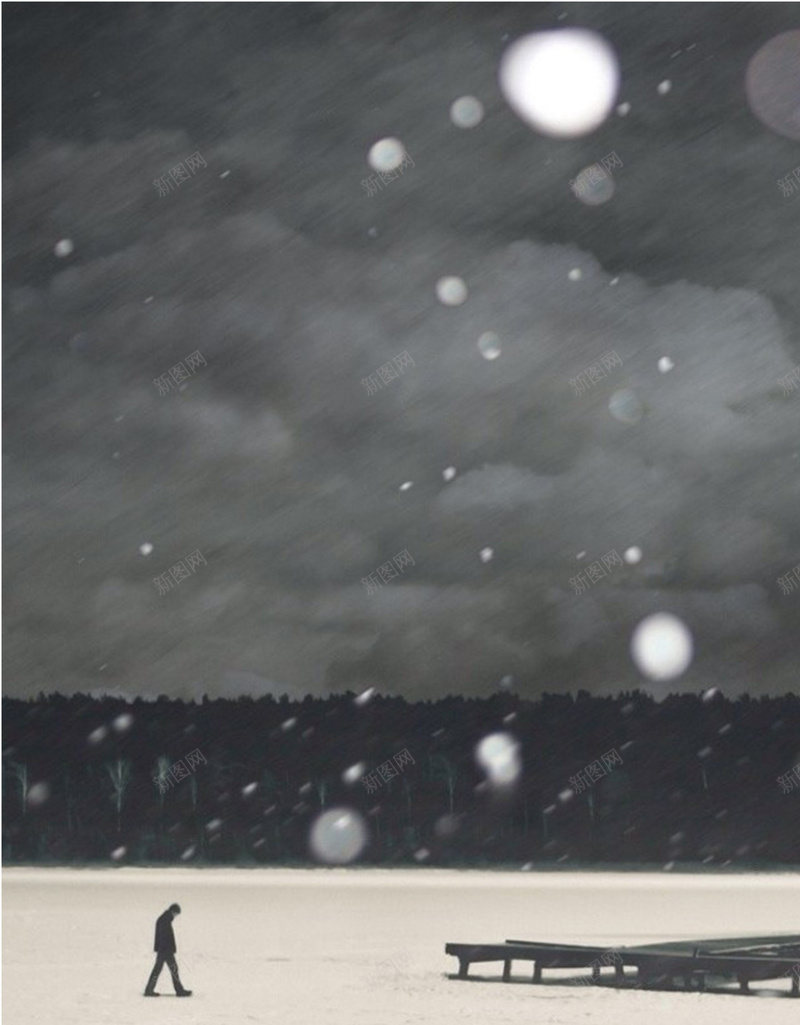 大雪纷飞下的一个人H5素材背景jpg设计背景_新图网 https://ixintu.com 冬季 一个人 孤独 月亮 大雪 H5素材独自