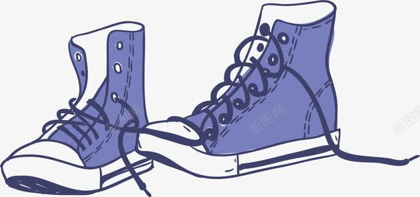 矢量帆布鞋png免抠素材_新图网 https://ixintu.com 装饰图案 帆布鞋 鞋带 蓝色 涂鸦 手绘