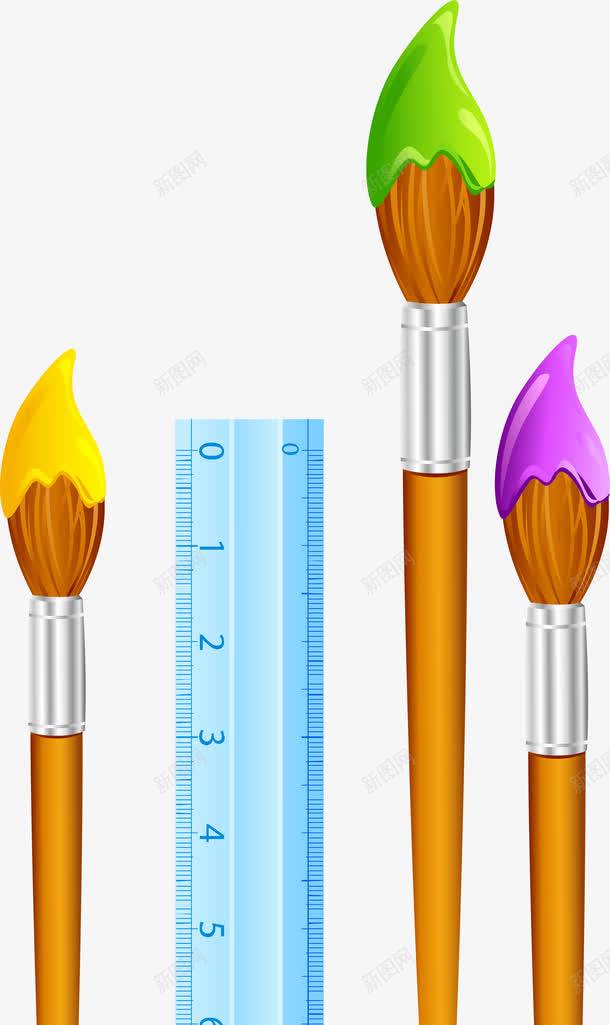 手绘画笔装饰图案png免抠素材_新图网 https://ixintu.com 彩色颜料 矢量 卡通画笔 颜料笔 尺子 工具 绘画用品