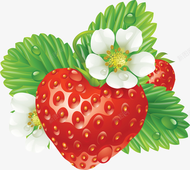 矢量草莓图片pngpng免抠素材_新图网 https://ixintu.com 草莓 大草莓 带叶子草莓 水果