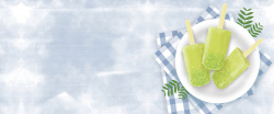 绿色冰棍小清新绿色夏季冰棍电商淘宝天猫banner高清图片