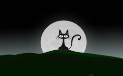 夜晚黑猫卡通夜晚黑猫背景高清图片