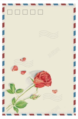 玫瑰情缘信封海报背景素材高清图片
