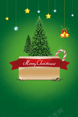 绿色圣诞树圣诞海报背景