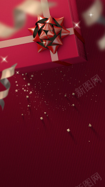 红色圣诞节购物礼物礼品包装盒丝绸浪漫风背景