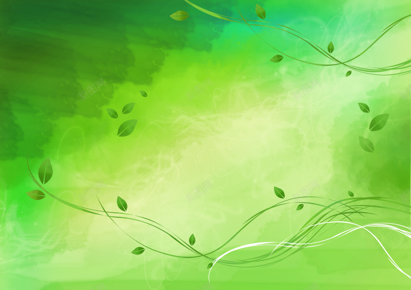 绿色手绘藤蔓背景psd设计背景_新图网 https://ixintu.com 叶子 手绘 水彩 绿色 藤蔓 线条 卡通 童趣