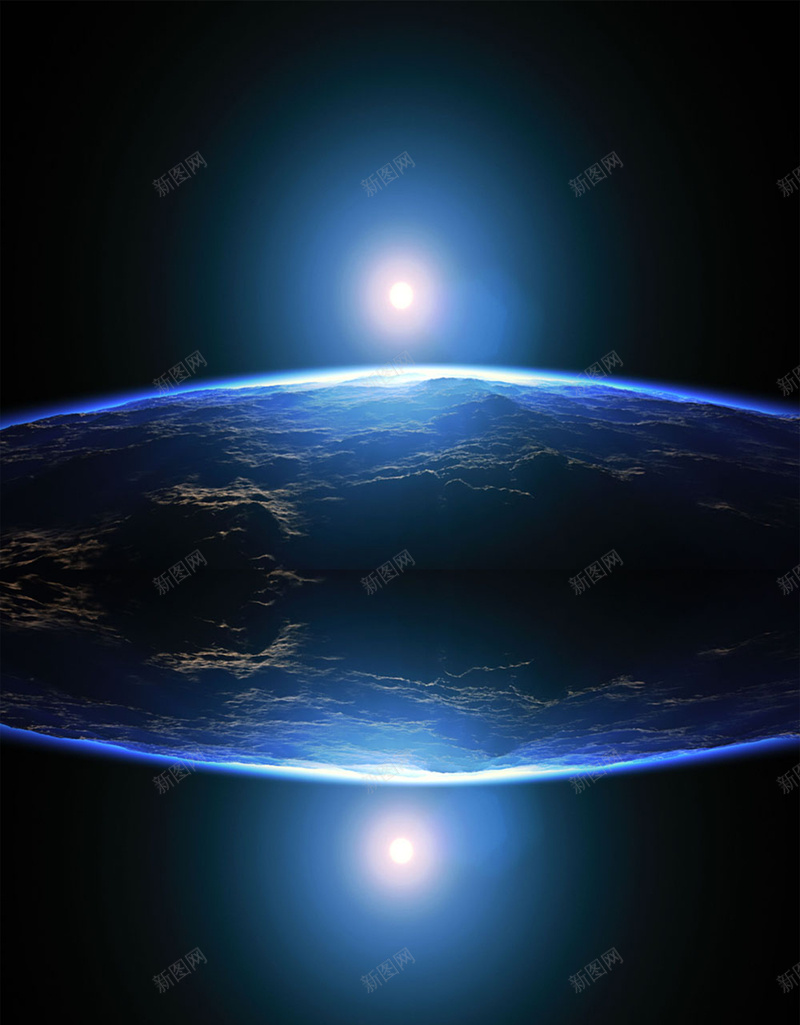 蓝色地球对称镜面背景海报psd设计背景_新图网 https://ixintu.com 地球 对称 月亮 蓝色 镜面 科技 科幻 商务