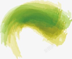 水彩弧形绿色水彩笔刷高清图片