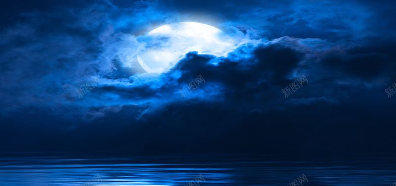 摄影半月背景jpg设计背景_新图网 https://ixintu.com 摄影 月亮 云朵 黑夜 海报banner 半月 风景