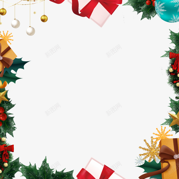 圣诞节装饰植物边框素材png免抠素材_新图网 https://ixintu.com 圣诞节 装饰 植物 边框素材