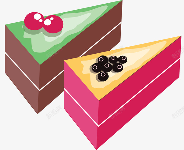 彩色奶油夹心蛋糕ai免抠素材_新图网 https://ixintu.com 矢量png 蛋糕 彩色蛋糕 三角蛋糕 奶油夹心 夹心蛋糕