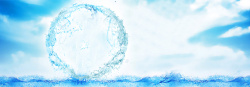 粉水滴化妆品蓝色水球补水电商海报背景高清图片