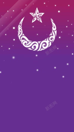 紫色五星线条月亮和星星紫色背景H5背景高清图片