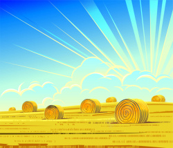 农场生活秋天农场风景插画背景素材高清图片
