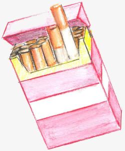 粉色蜡笔手绘香烟高清图片