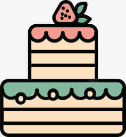 草莓蛋糕矢量图标素材