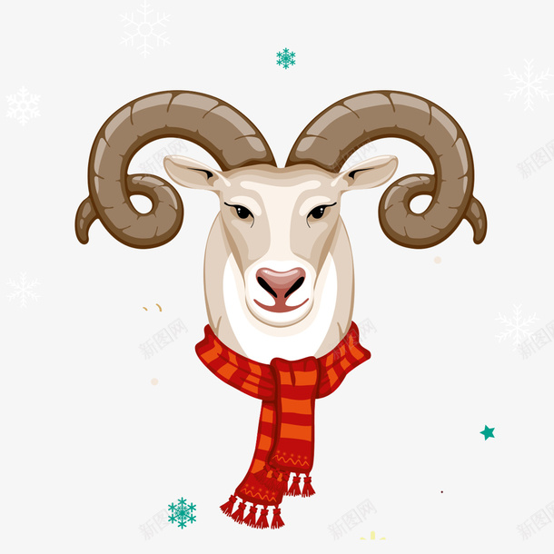 系围巾的羊装饰图案ai免抠素材_新图网 https://ixintu.com 领头羊 羊 山羊 手绘羊 羊头设计 系围巾的羊 羊设计 矢量 装饰图案