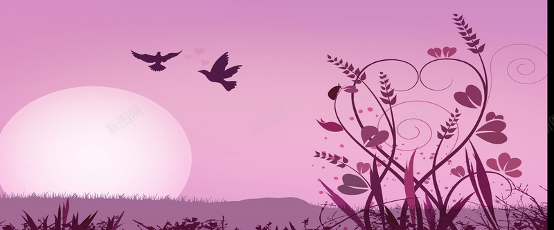 粉色手绘花朵背景jpg设计背景_新图网 https://ixintu.com 手绘 月亮 粉色 花朵 鸽子 海报banner 卡通 童趣