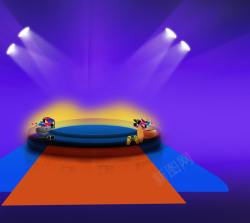 彩色地毯激情舞台麦克风紫色背景素材高清图片