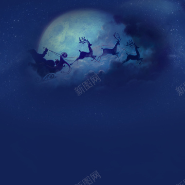 麋鹿与月亮PSD分层主图背景素材背景