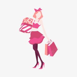 自信粉色购物女人素材