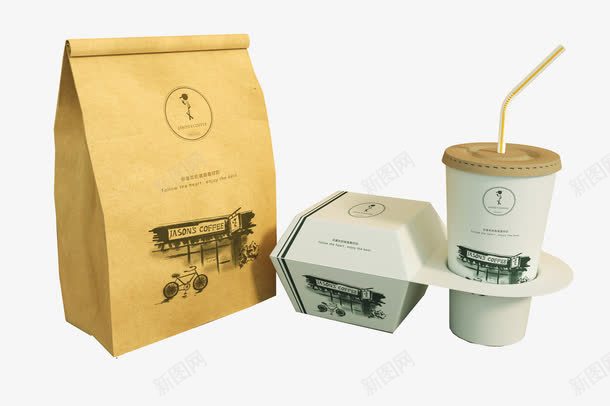 外卖包装png免抠素材_新图网 https://ixintu.com 外卖 包装 平面 设计 平面包装 一次性 牛皮纸包装 咖啡 外卖包装