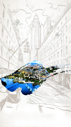 晋城手绘晋城旅游H5背景素材高清图片
