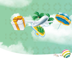 快速购物卡通飞机购物绿色背景素材高清图片