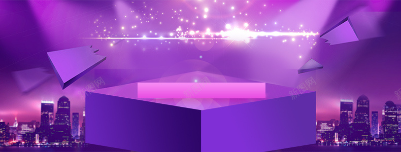 紫色梦幻立体几何块光束背景背景