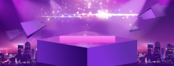 立体几何块紫色梦幻立体几何块光束背景高清图片
