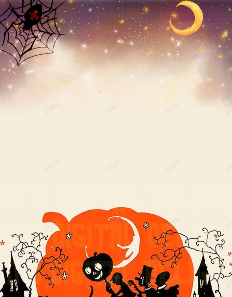 惊恐万圣节夜晚海报psd设计背景_新图网 https://ixintu.com 万圣节 卡通 恐怖 手绘 鬼节 幽灵 南瓜灯 蜘蛛网 蜘蛛 月亮