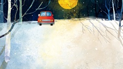 清新树杈冬至雪夜海报高清图片