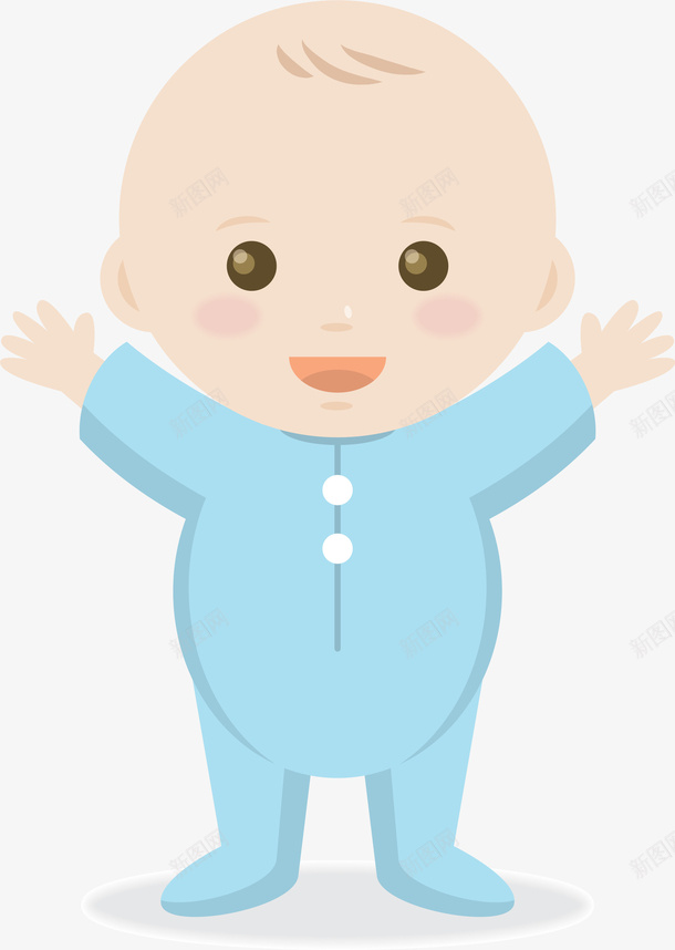 可爱婴儿免抠素材ai免抠素材_新图网 https://ixintu.com 卡通可爱 矢量图案 扁平化 蓝色衣服 幼儿 孩子