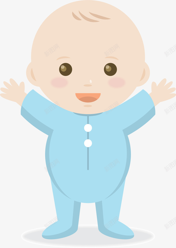 可爱婴儿免抠素材ai免抠素材_新图网 https://ixintu.com 卡通可爱 矢量图案 扁平化 蓝色衣服 幼儿 孩子