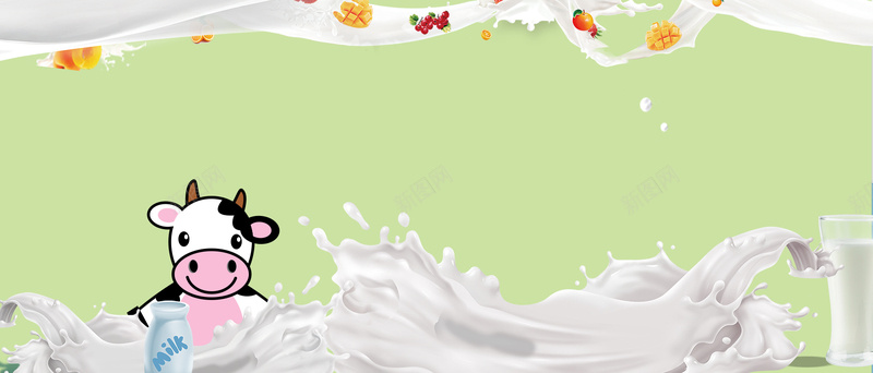618牛奶大促销卡通简约绿色背景psd设计背景_新图网 https://ixintu.com 美食 吃货 美食广告 美食海报 食品 美食节 食物 电商 淘宝 素材 广告 设计 背景