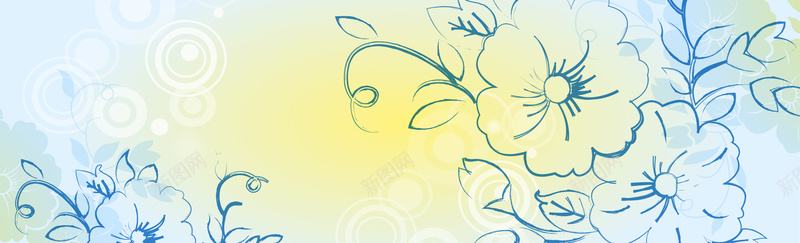 蓝色典雅花纹背景bannerpsd设计背景_新图网 https://ixintu.com 蓝色 典雅花纹 花朵线条 海报banner 质感 纹理