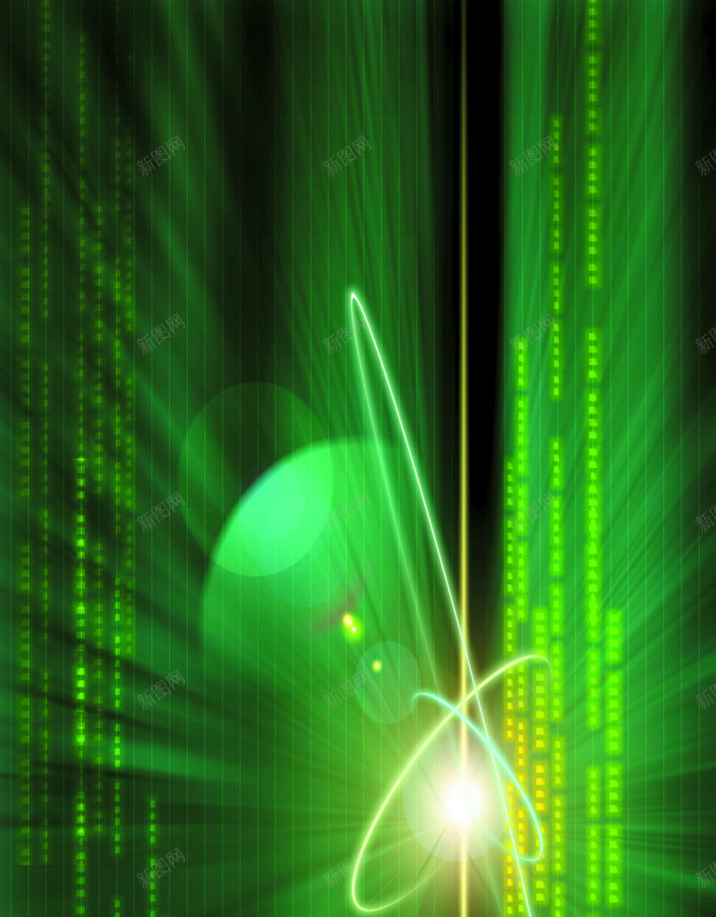 科技感绿色H5背景jpg设计背景_新图网 https://ixintu.com 绿色背景 光斑 球体 科技 线条 大数据 渐变 绿色 黑色 H5背景