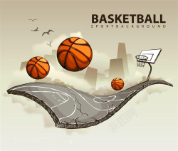 手绘冲篮板大学生篮球运动会海报矢量图高清图片