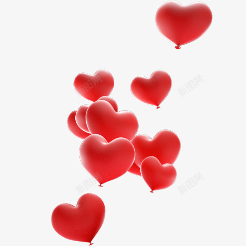 漂浮的红色气球png免抠素材_新图网 https://ixintu.com 情人节 节日 爱心 爱情