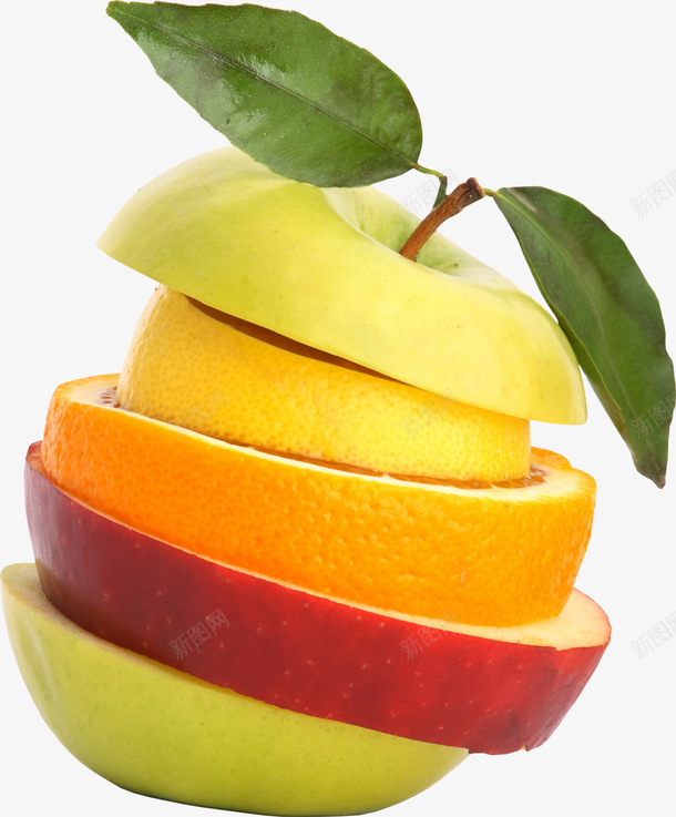苹果橙子拼接水果png免抠素材_新图网 https://ixintu.com 水果 苹果 食品 绿色