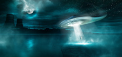 ufo海报梦幻科技UFO背景banner高清图片