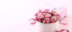 素雅花朵浪漫温馨粉红玫瑰花海报背景高清图片