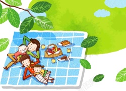 幸福的野餐韩式清新幸福家庭一家人踏青野餐海报背景高清图片