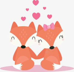 爱心气泡狐狸情侣素材