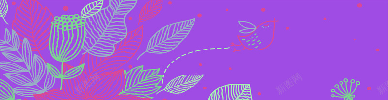 紫色树叶线条背景jpg设计背景_新图网 https://ixintu.com 小清新 小鸟 树叶 紫色 线条 海报banner 卡通 童趣 手绘