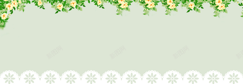 花jpg设计背景_新图网 https://ixintu.com 花朵 树叶 蕾丝 花边 绿色 海报banner 卡通 童趣 手绘